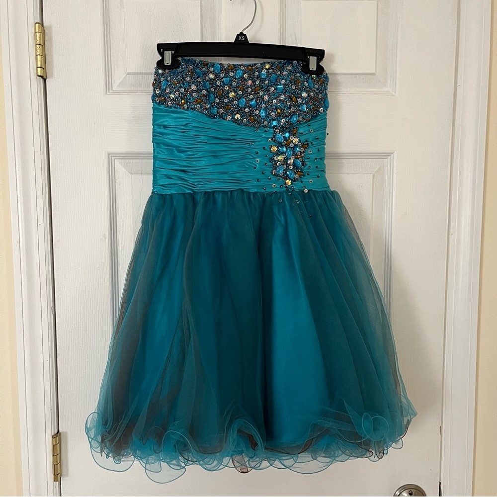 Strapless Beaded Mini Party Dress